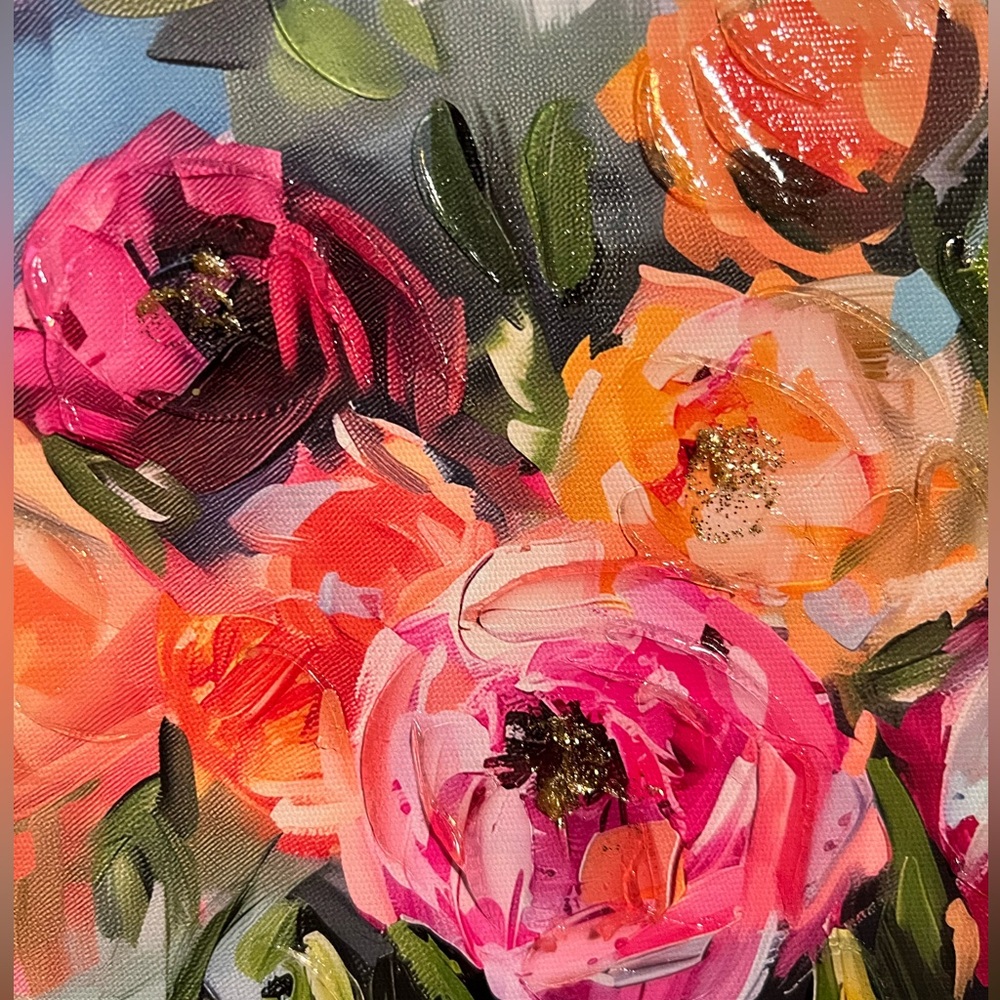 District Design NWT Pink Vibrant Botanical Floral Luxury Inspired Canvas Print - Picture 3 of 8